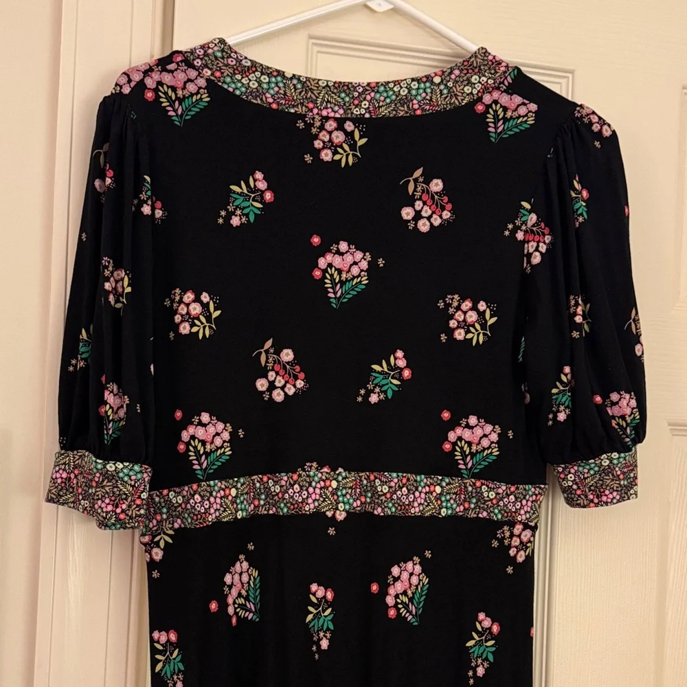 Boden Black Maxi Dress with Pink and Green Floral Print - Picture 4 of 4